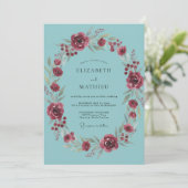 Burgundy Floral Laurel Wedding 招待状 (スタンド正面)