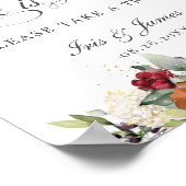 Burgundy Floral Love is Sweet Take a Treat Sign ポスター (角)