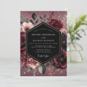 Burgundy Floral Luxe Wedding 招待状 (スタンド正面)