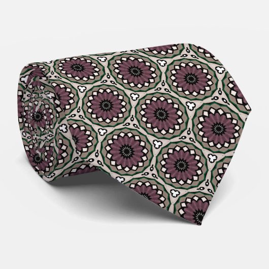 Burgundy Floral Medallion  ネクタイ (ロール)