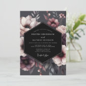 Burgundy Floral Moody Wedding 招待状 (スタンド正面)
