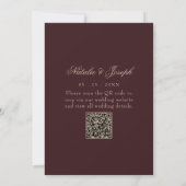 Burgundy Floral Old Money Boho QR Code Wedding 招待状 (裏面)