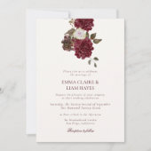 Burgundy Floral Old Money Wedding Invitation 招待状 (正面)