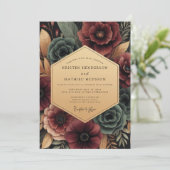 Burgundy Floral Opulence Wedding 招待状 (スタンド正面)