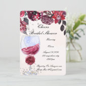 burgundy floral pearls bridal shower invitation 招待状 (スタンド正面)