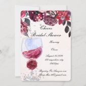 burgundy floral pearls bridal shower invitation 招待状 (正面)