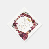 Burgundy Floral Presentación de 3 años スタンダードカクテルナプキン (角)