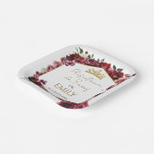 Burgundy Floral Presentación de 3 años ペーパープレート (傾斜あり)