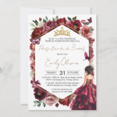 Burgundy Floral Presentación de 3 años 招待状 (正面)