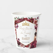 Burgundy Floral Presentación de 3 años 紙コップ (正面)