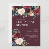 Burgundy Floral Rehearsal Dinner Invitation 招待状 (正面)
