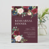 Burgundy Floral Rehearsal Dinner Invitation 招待状 (スタンド正面)