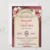 Burgundy Floral Save the Date Wedding Invitation 招待状 (裏面)