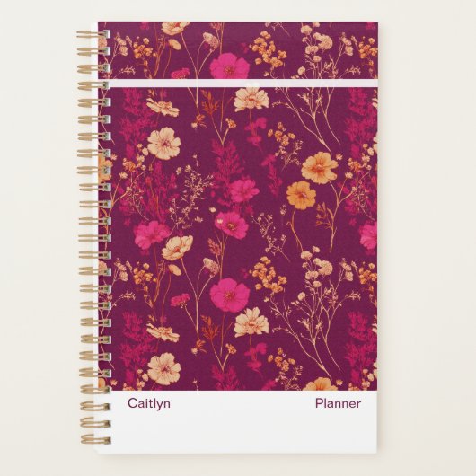 Burgundy Floral Small Planner プランナー手帳 (正面)