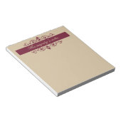 Burgundy Floral Swirls | Custom Gold Notepad ノートパッド (アングル)