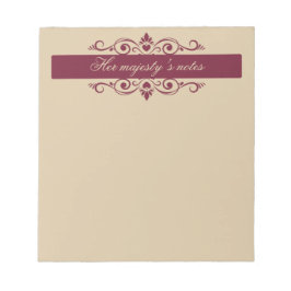 Burgundy Floral Swirls | Custom Gold Notepad ノートパッド