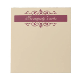 Burgundy Floral Swirls | Custom Gold Notepad ノートパッド