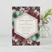 Burgundy Floral Wedding 招待状 (スタンド正面)