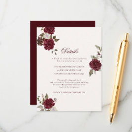 Burgundy Floral Wedding Details Card エンクロージャーカード