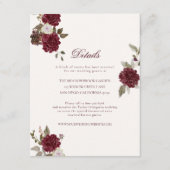 Burgundy Floral Wedding Details Card エンクロージャーカード (正面)