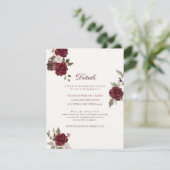 Burgundy Floral Wedding Details Card エンクロージャーカード (スタンド正面)