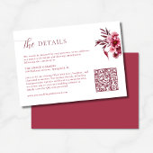  Burgundy Floral Wedding Details Card QR Code  エンクロージャーカード