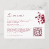  Burgundy Floral Wedding Details Card QR Code  エンクロージャーカード (正面)