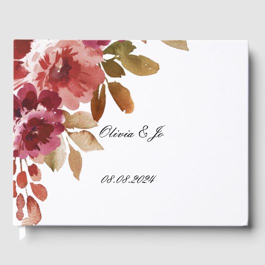 Burgundy floral wedding guestbook ゲストブック (正面)