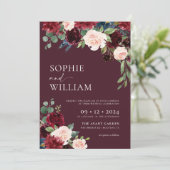 Burgundy Floral Wedding Invitation 招待状 (スタンド正面)