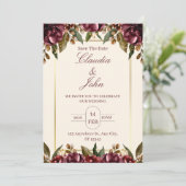 Burgundy Floral Wedding Invitation 招待状 (スタンド正面)