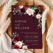 Burgundy Floral Wedding Invitation 招待状