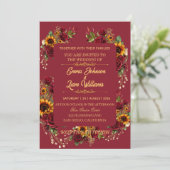 Burgundy Floral Wedding Invitation 招待状 (スタンド正面)