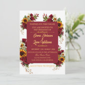 Burgundy Floral Wedding Invitation 招待状 (スタンド正面)