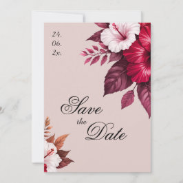 Burgundy Floral Wedding Invitation Save The Date セーブザデート