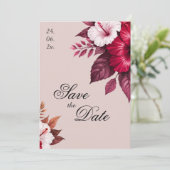 Burgundy Floral Wedding Invitation Save The Date セーブザデート (スタンド正面)
