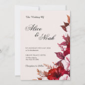 Burgundy Floral Wedding Invitation Save The Date セーブザデート (裏面)