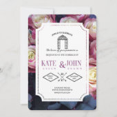 Burgundy Floral Wedding Invitation Template 招待状 (正面)