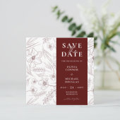 Burgundy Floral Wedding QR Code Save The Date セーブザデート (スタンド正面)