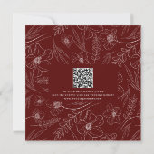 Burgundy Floral Wedding QR Code Save The Date セーブザデート (裏面)