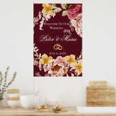 Burgundy Floral Welcome Wedding Poster 1 of 3 ポスター (キッチン)
