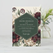 Burgundy Floral Whimsy Wedding 招待状 (スタンド正面)