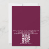 Burgundy Flower Boho Rustic QR Code Wedding 招待状 (裏面)