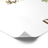 Burgundy Flowers Best Day Wedding Date Yes Sign ポスター (角)