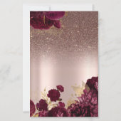 Burgundy Flowers Glitter 90th Birthday Menu Card (裏面)