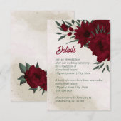 Burgundy flowers greenery wedding エンクロージャーカード (正面/裏面)