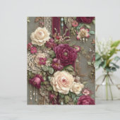 Burgundy Flowers Junk Journal Scrapbook Paper (スタンド正面)