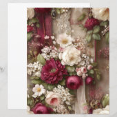 Burgundy Flowers Junk Journal Scrapbook Paper (正面/裏面)