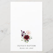 Burgundy Flowers, Pink Flowers, Baptism Menu (裏面)