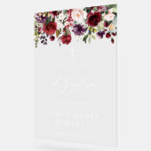 Burgundy Flowers, Pink Flowers, Baptism Welcome アクリルサイン (傾斜)