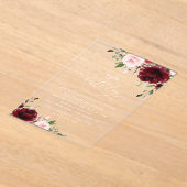 Burgundy Flowers, Pink Flowers, Boho, Birthday アクリル招待状 (レイダウン)